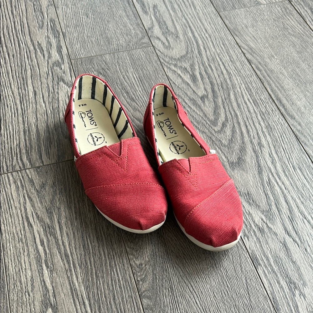 TOMS Classic Red Canvas Slip-Ons